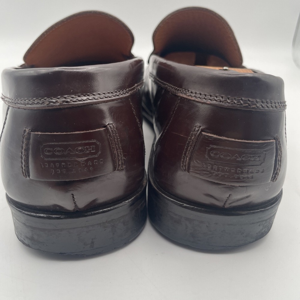 COACH Men's Leather Brown Burgundy Moc Toe Venetian Loafers US 11D Made in Italy - Picture 3 of 12